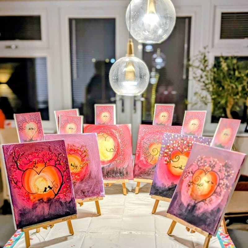 Paint party love tree acrylic painting results