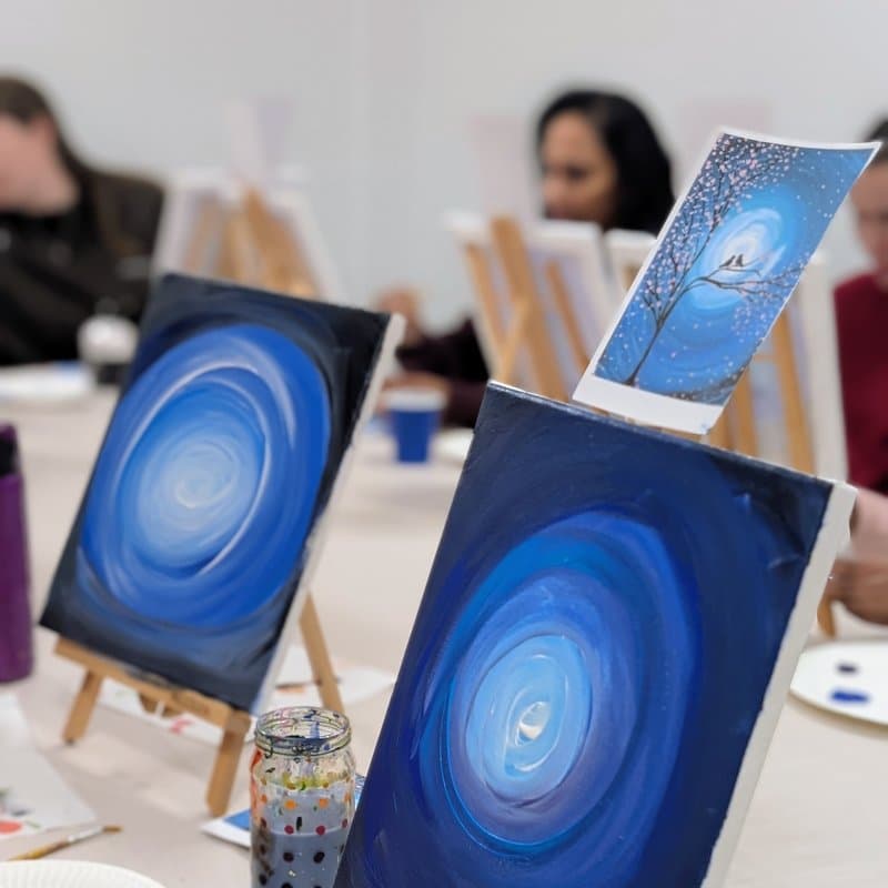 Paint party moonlit night acrylic painting results