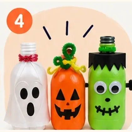 Spooky Bottle Buddies — made by children at the Shilpkar Halloween workshops