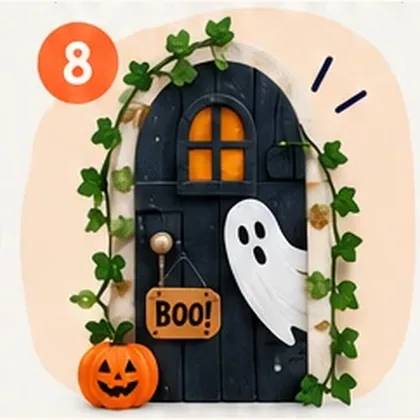 Haunted Halloween Door — made by children at the Shilpkar Halloween workshops