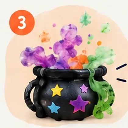 Witch’s Smoky Cauldron — made by children at the Shilpkar Halloween workshops